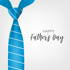 Father's Day banner background. Blue realistic tie. Vector illustration.