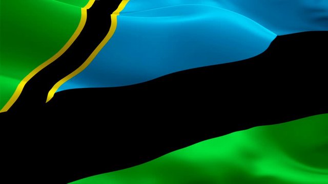 Zanzibar flag Motion Loop video waving in wind. Realistic Tanzania Flag background. Zanzibar Flag Looping Closeup 1080p Full HD 1920X1080 footage. Zanzibar Africa country flags footage video for film,