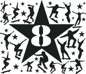 New york city Skateboarder embroidery graphic design vector art