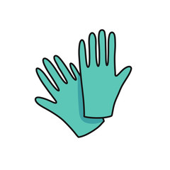 Fototapeta na wymiar medical gloves doodle icon, vector illustration