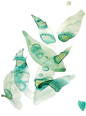 Green watercolor leaves background art