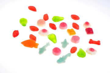 Bright colorful sweets isolated on white background