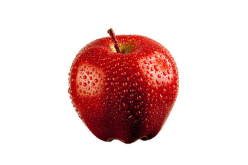 a wet red Apple with water drops isolated on a white background. high quality for advertising