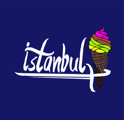 Ice cream and istanbul Print embroidery graphic design vector art