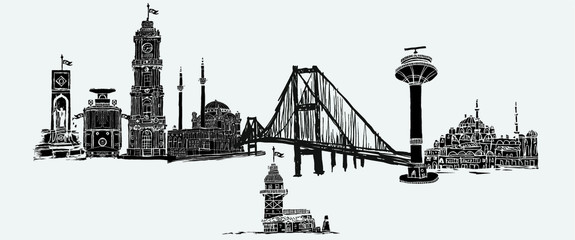 istanbul sketch Print embroidery graphic design vector art