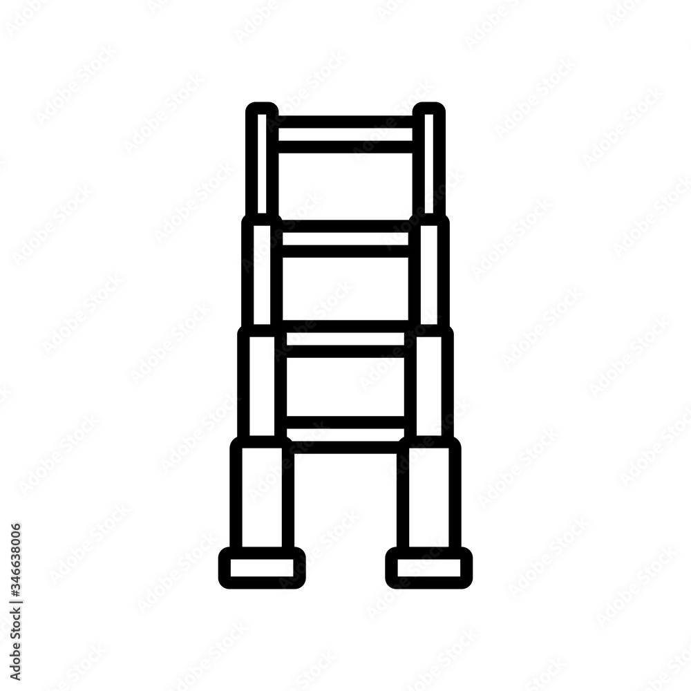 Aufkleber fixed by supports safe ladder icon vector. fixed by supports safe ladder sign. isolated contour symb