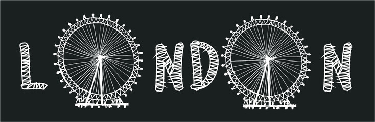London Print embroidery graphic design vector art