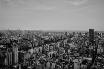 Aerial view of Buenos Aires-Argentina. Buildings, cityscape and panoramic of the city. Black and White landscape