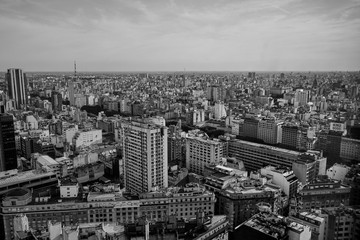 Plakat Aerial view of Buenos Aires-Argentina. Buildings, cityscape and panoramic of the city. Black and White landscape
