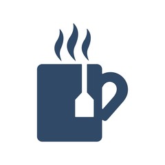 Cup of tea with tea bag. Flat icon illustration.