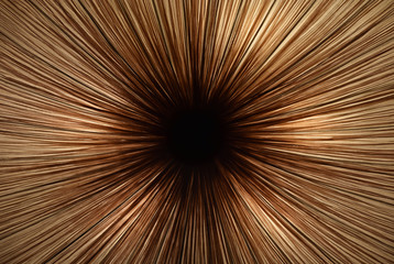 Abstract photo - inside a tunnel of wooden strings leading to the dark - Powered by Adobe