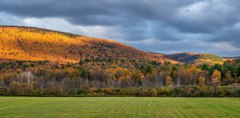 Scenic autumn drive near Montpelier Vermont - sunset