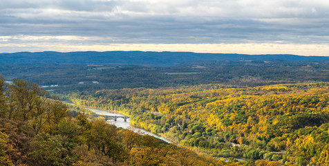 Delaware Water Gap and Viaduct from Mount Tammany in Autumn - Worthington State Forest