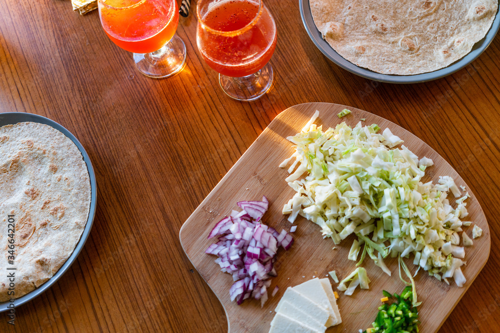 Wall mural homemade taco ingredients 