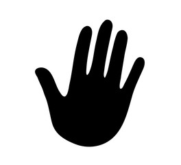 Hand Silhouette, Hinweisschild, 
Vektor Illustration isoliert auf weißem Hintergrund

