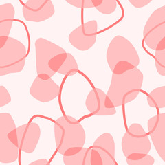 Vector seamless pattern with abstract elements, colored in overlap style. Trendy shapes and colors for textile, wallpaper, fabric, wrapping paper