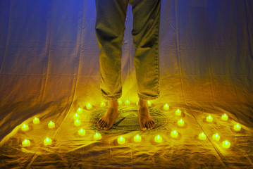 abstract ritual with candles