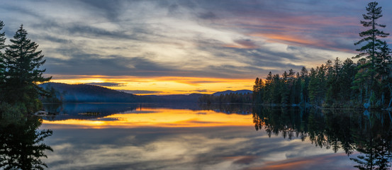 Lake Durant autumn sunset in the High Peaks Wilderness area of New York Adirondack