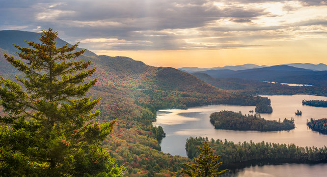 Castle Rock  view of Blue Mountain Lake  in the New York Adirondack