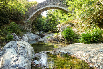 Fototapeta na wymiar old stone bridge over the river