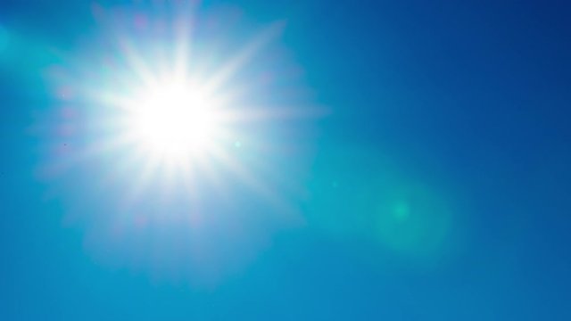 Natural sun flying blue sky nature background. Sunlight in heaven atmosphere  weather meteorology forecast timelapse.