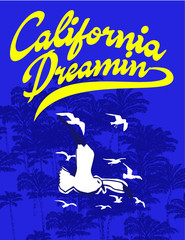 California Dreaming embroidery graphic design vector art