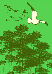 Palm tree embroidery graphic design vector art