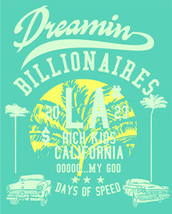 Fototapeta premium California Dreaming embroidery graphic design vector art