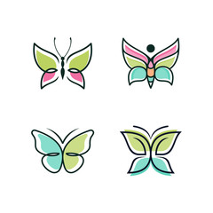Fototapeta na wymiar Beautiful Butterfly Logo Design Set