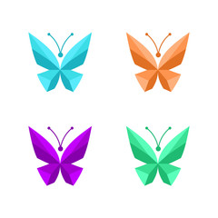 Crystal Butterfly Logo Design Set