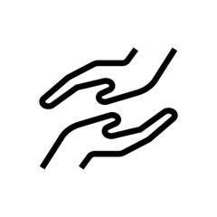Obraz premium help hand icon, support people, hope together, logo, symbol in outline style on white background