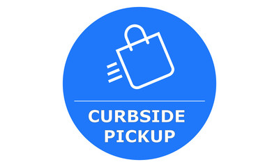 Curbside Pickup illustrated vector clip art sign symbolizing a designated area 