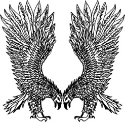 Obraz premium Tattoo tribal eagle embroidery graphic design vector art