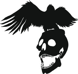 Tattoo tribal Winged skull embroidery graphic design vector art