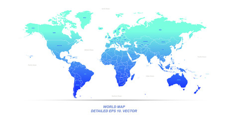 Fototapeta na wymiar Hi detailed Vector world map. editable world map vector with country named.