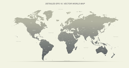 Hi detailed Vector world map. editable world map vector with country named.