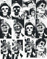 Skull embroidery graphic design vector art