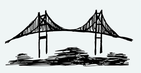 Istanbul Bosphorus Bridge embroidery graphic design vector art