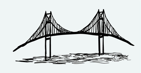 Istanbul Bosphorus Bridge embroidery graphic design vector art
