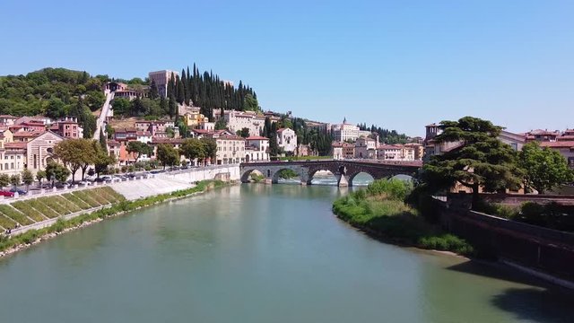 Ponte Pietra, Verona, Italy, drone, aereo