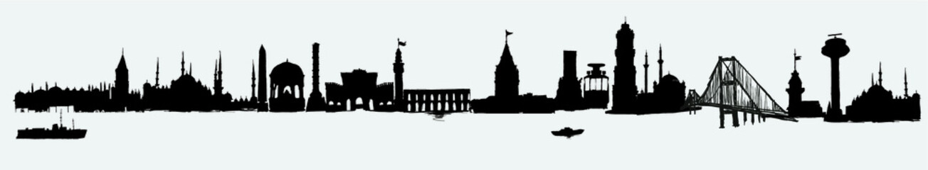 Naklejka premium hand drawing istanbul city landscape embroidery graphic design vector art