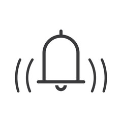 Bell icon, vector illustration alarm. New message symbol, user interface sign.