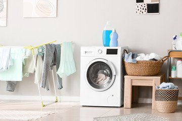 Interior of modern home laundry room