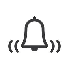Bell icon, vector illustration alarm. New message symbol, user interface sign.