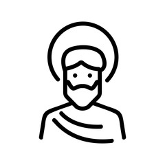 holy face with halo of saint icon vector. holy face with halo of saint sign. isolated contour symbol illustration