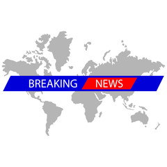 World breaking news on world map background. Breaking news illustration.