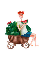 Boy with watermelons