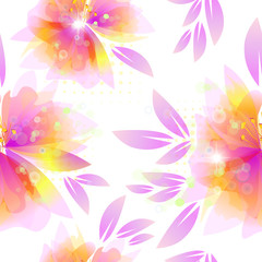 Fototapeta na wymiar Delicate pink flowers are a seamless background. Vector illustration
