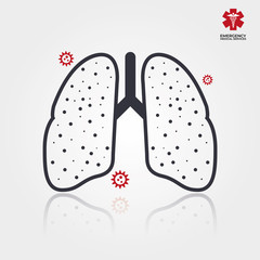 Lungs symbol with covid. Vector illustration
