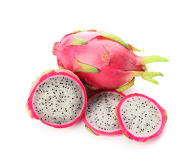 Tasty dragon fruit on white background